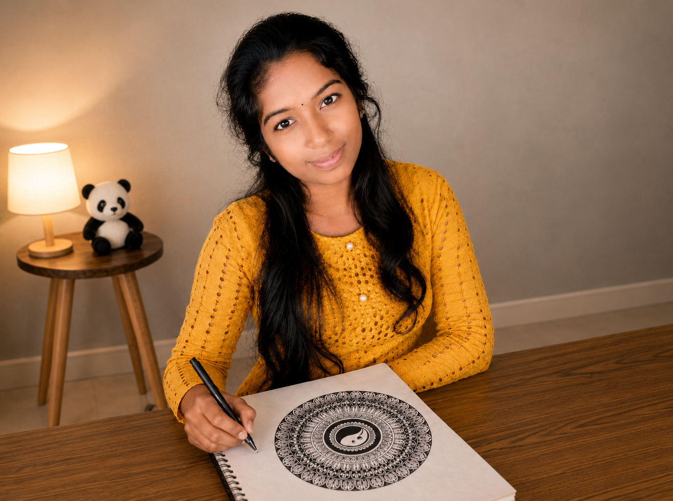Divya creating mandala art